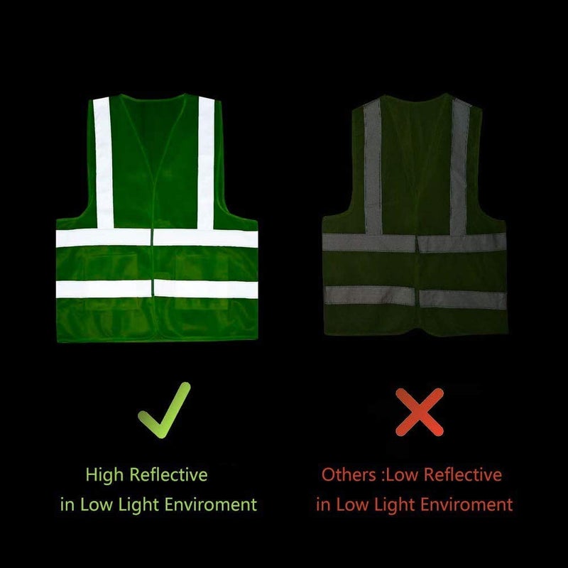 JSungo High Visibility Safety Vest 10 Pack, Yellow Reflective Vest with 2 Inch Hi vis Silver Strip, Construction Vest for Men & Women, Universal Size - Image 4